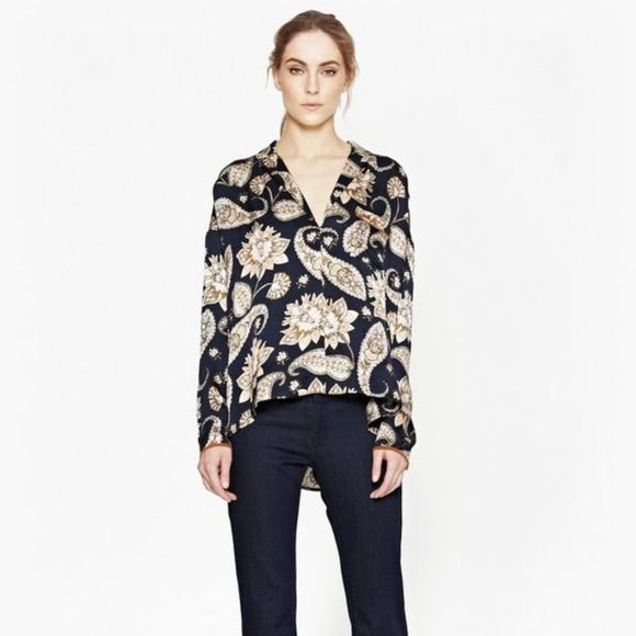 French Connection Sundown Silk Paisley Shirt Size Medium - Picture 6 of 11